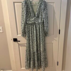 Altar'd State Floral Maxi Dress - Green and White